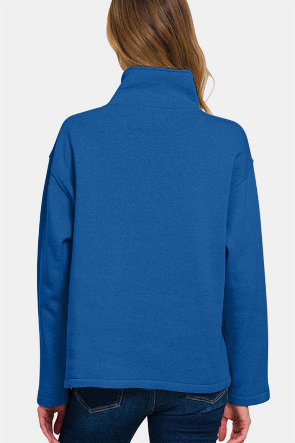 Zenana trendy Turtleneck Half Snap Fleece Sweatshirt