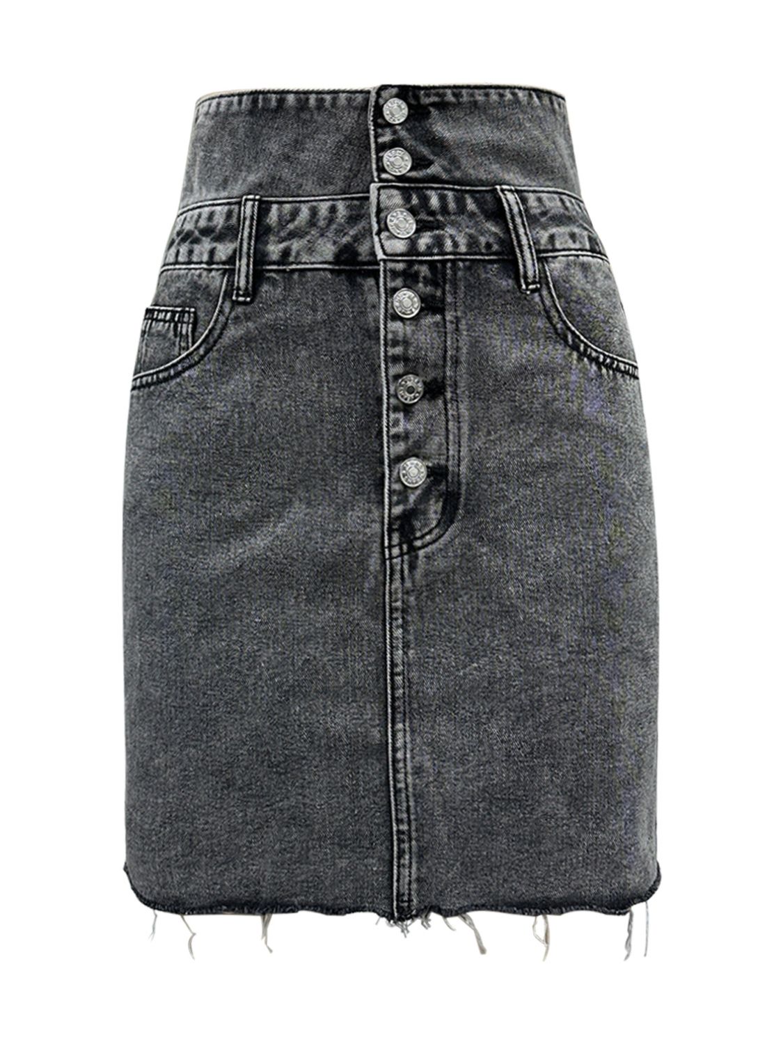 Raw Hem High Waist Denim Skirt jean