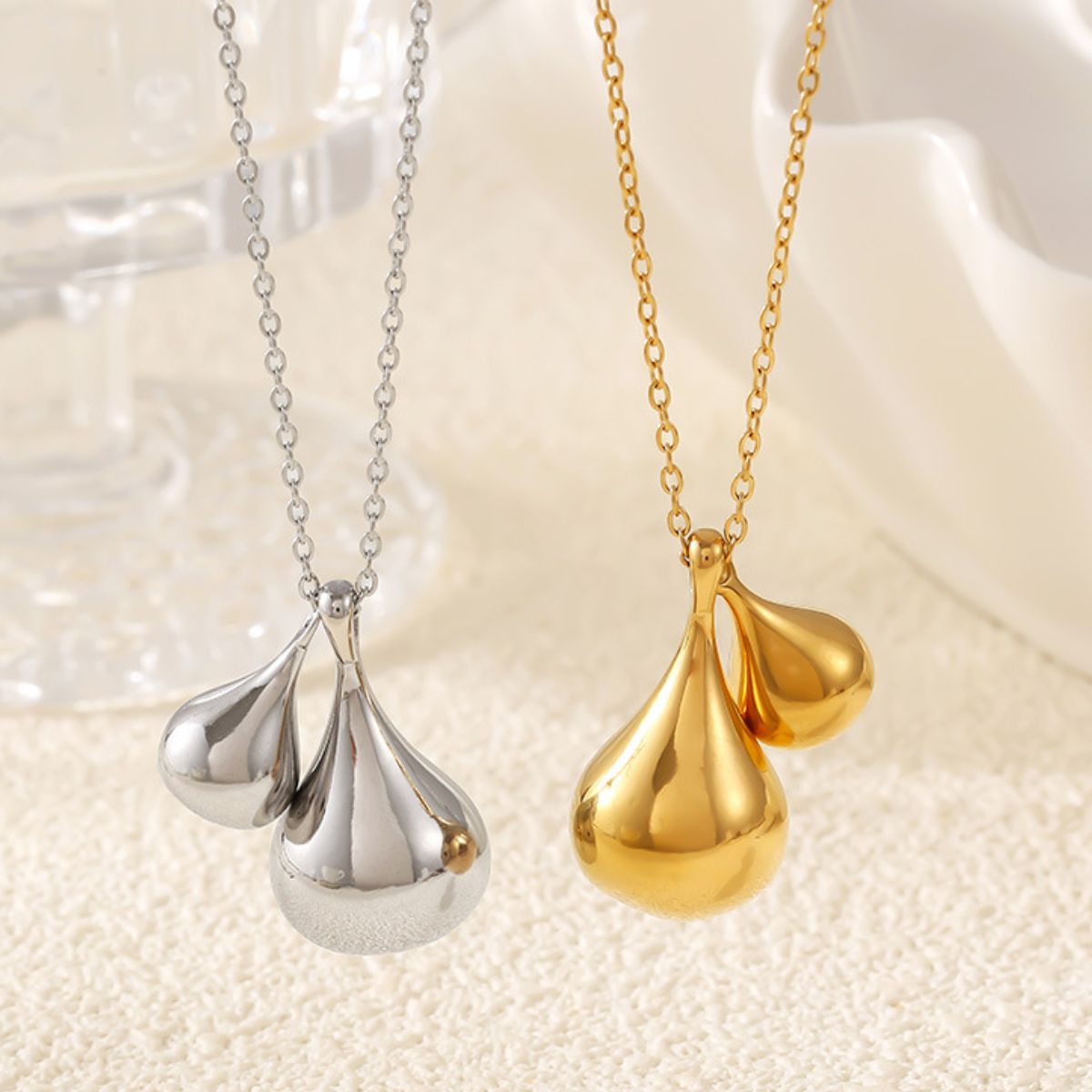 Stainless trendy Steel Water Drop Shape Pendant Necklace