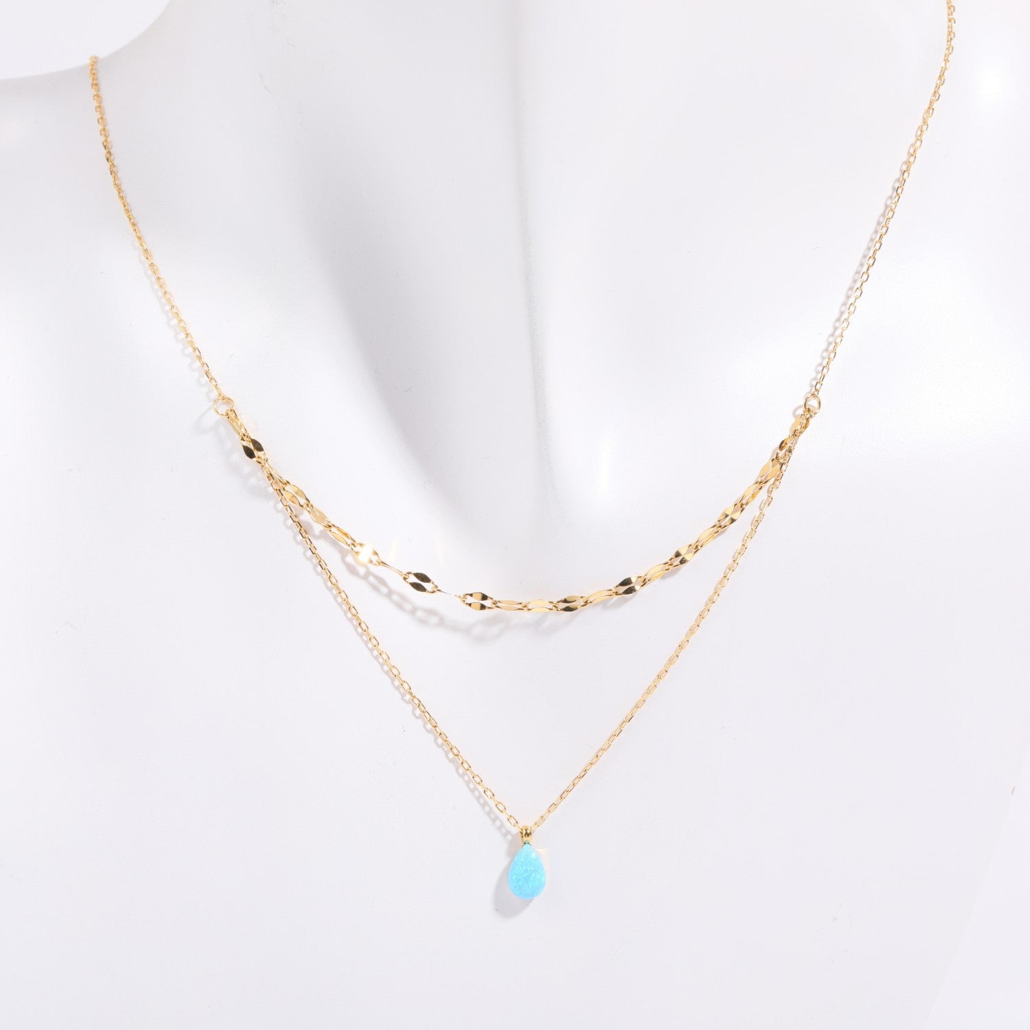 Stainless Steel Opal Pendant bead Necklace