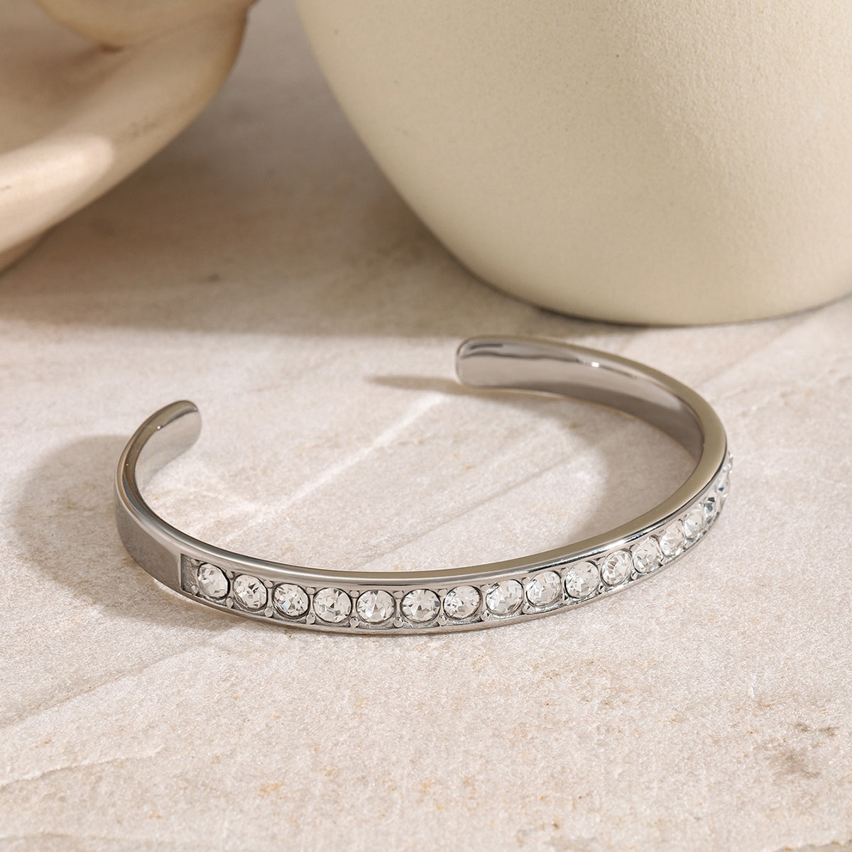 Stainless trendy Steel Inlaid Zircon Bracelet