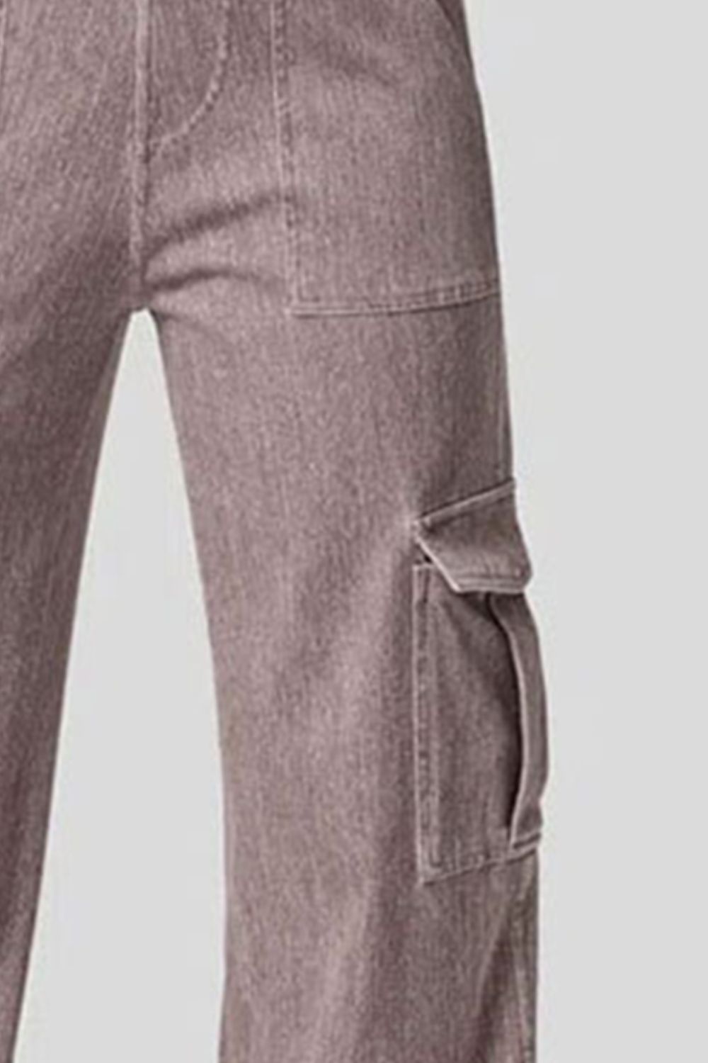 High trendy Waist Straight Leg Cargo Jeans