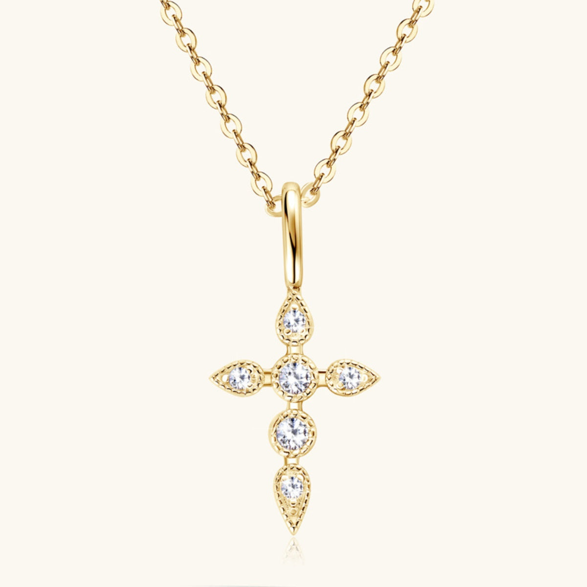 925 Sterling Silver Moissanite Cross Pendant Necklace elegants