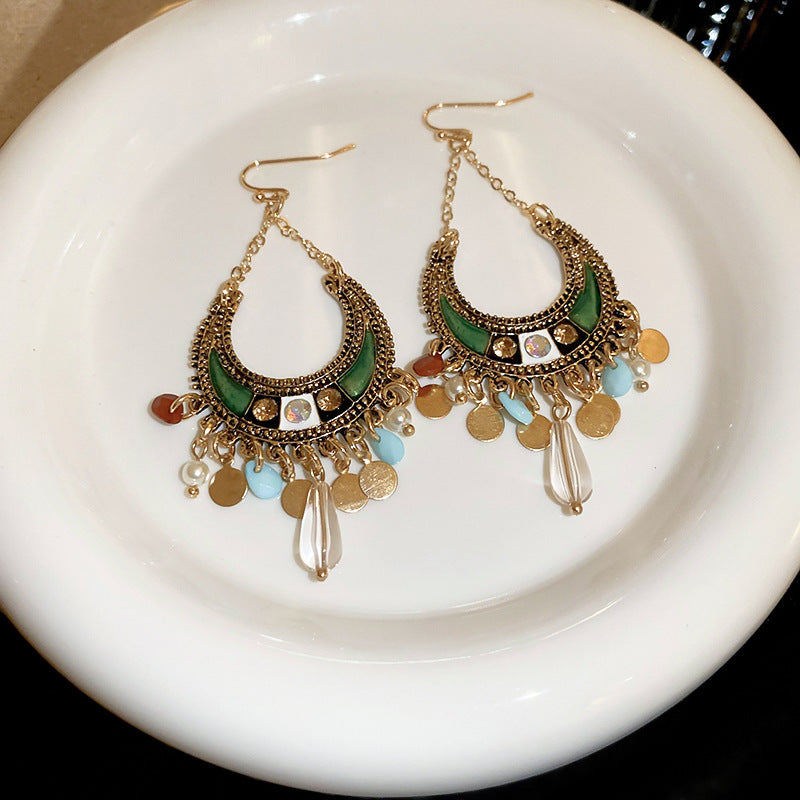 Rhinestone trendy Resin Alloy Dangle Earrings