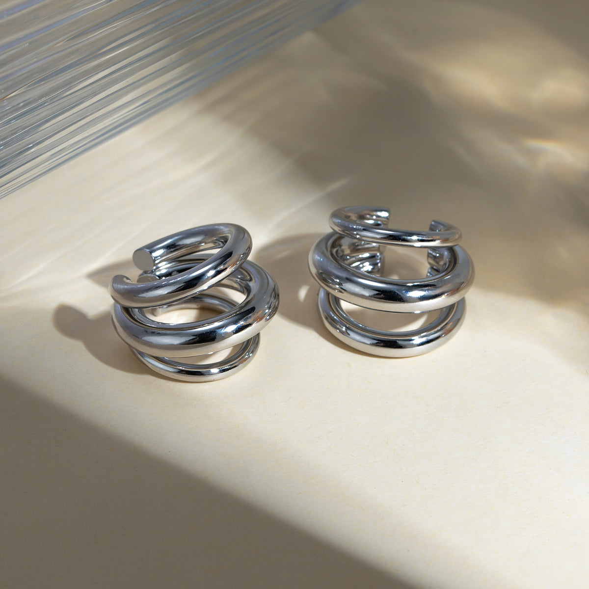 Stainless trendy Steel Layered Cuff Earrings