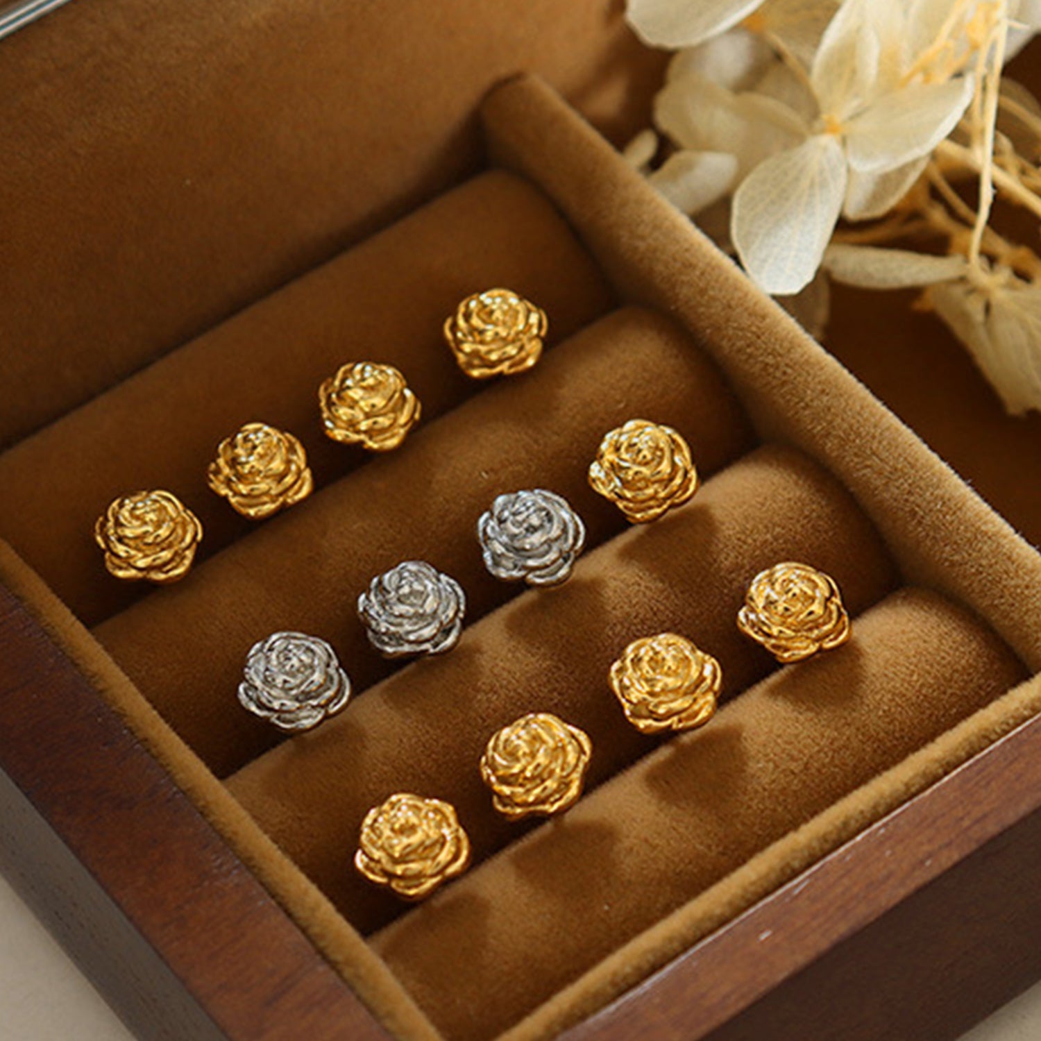 Titanium trendy Steel Rose Stud Earrings