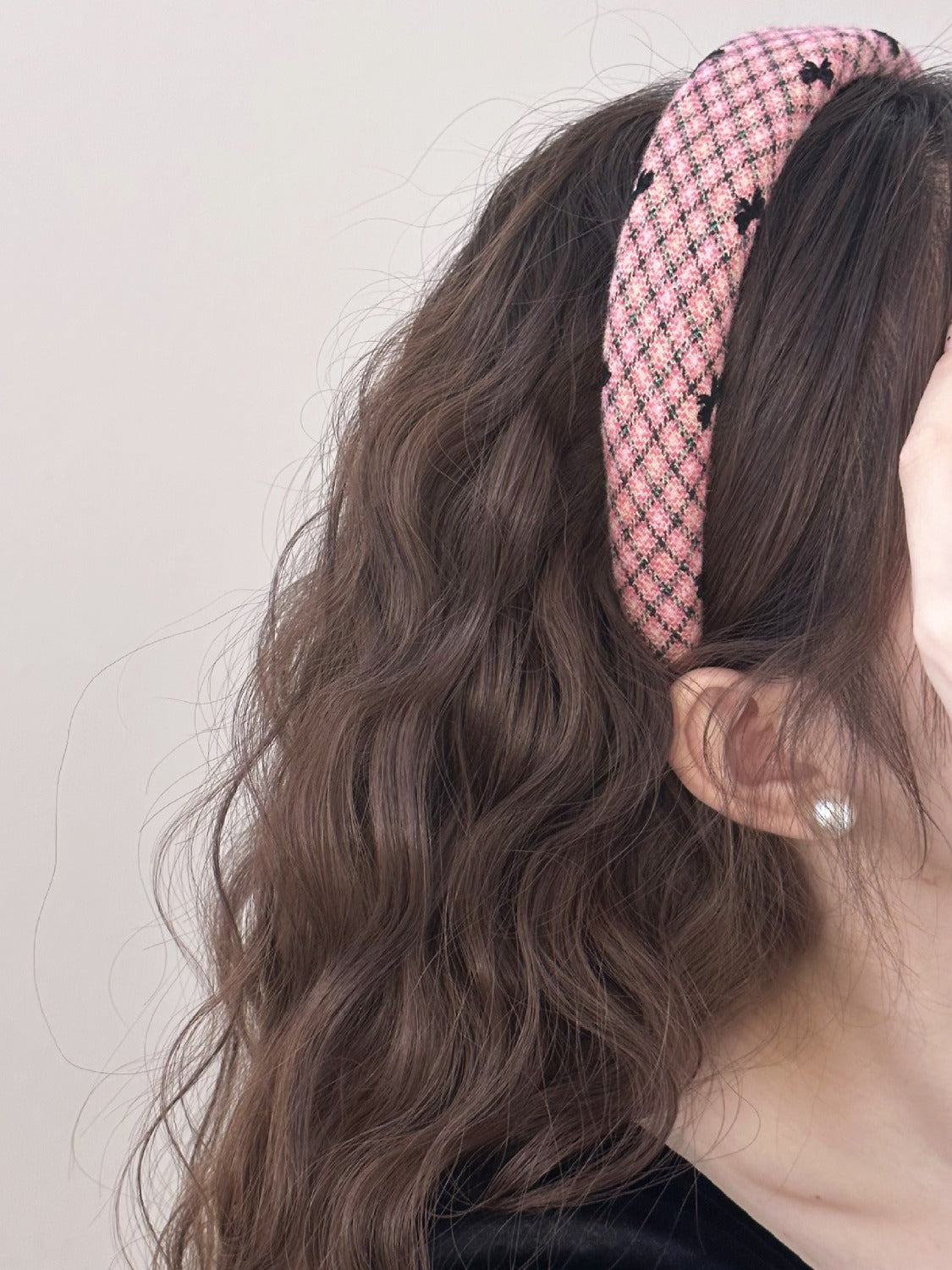 Plaid trendy Bow Wide Headband