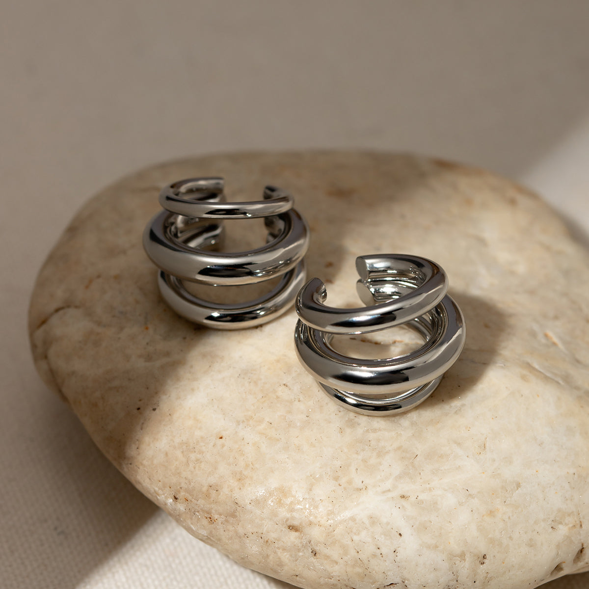 Stainless trendy Steel Layered Cuff Earrings