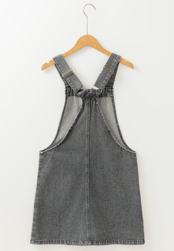 Wide Strap Button trendy Down Denim Overall Dress