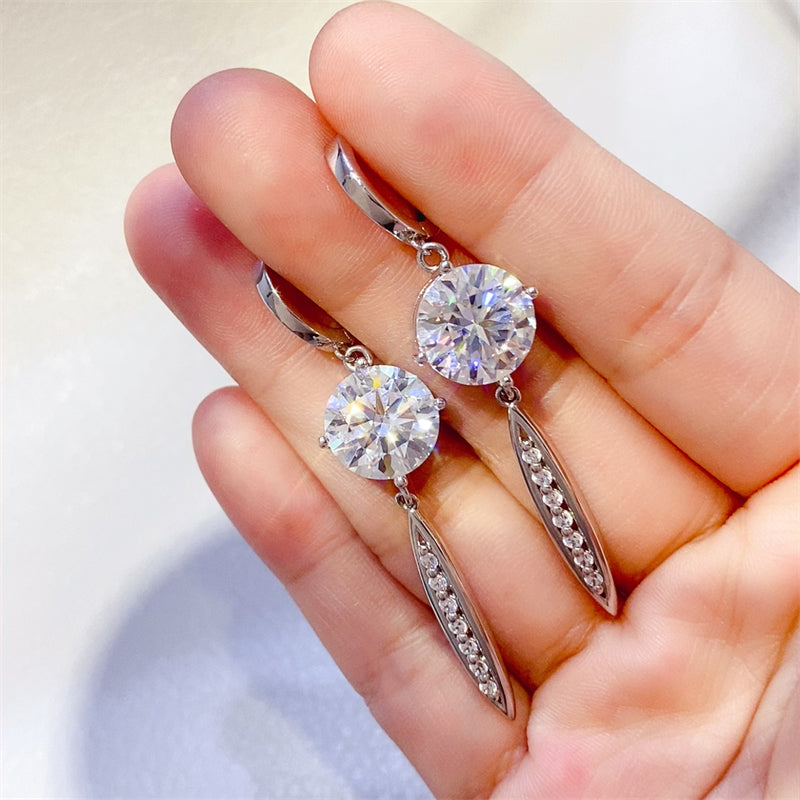 Elegant 1.9 Carat Moissanite Earrings - 925 Sterling Silver Sparkling Studs for Women