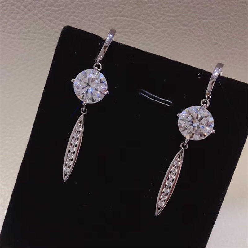 Elegant 1.9 Carat Moissanite Earrings - 925 Sterling Silver Sparkling Studs for Women