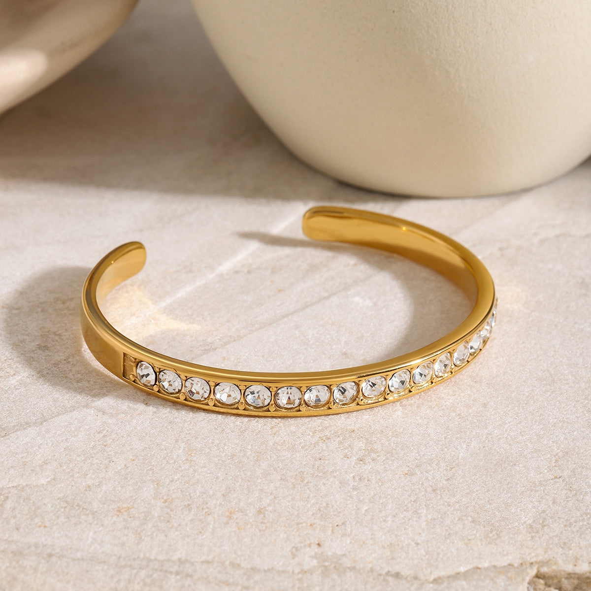 Stainless trendy Steel Inlaid Zircon Bracelet